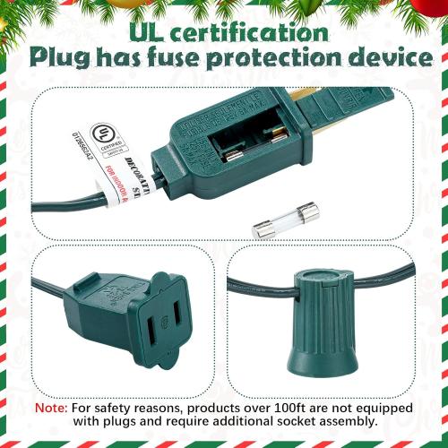 C7/e12 Christmas Light String Set, UL Listed C7 Christmas Light Strand Spool Stringer 12 Spacing Spool Wire for Patio Backyard Xmas Tree Roofline(100ft)