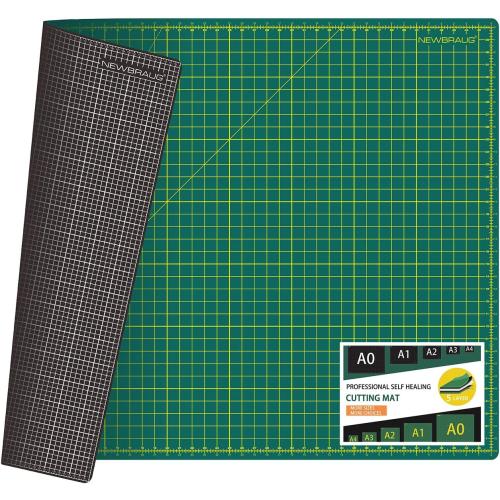 NEWBRAUG 36'' × 48'' Large Self Healing Cutting Double Sided 5-Ply Mat, Big Cutting Board for Rotary Cutting, Quilting, Sewing, Craft, Fabric & Scrapbooking(Green/Black)