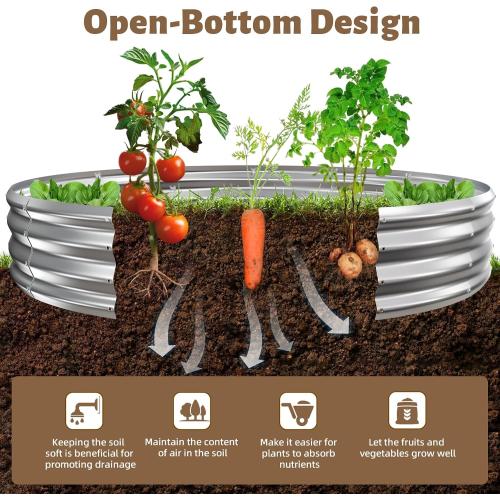 6FT Diameter Camp Fire Ring Pit, Large Round Galvanized Steel Fire Pit, Heavy Duty Steel Fire Pit Silver for Backyard, Camping, Bonfire (6x6x1FT)