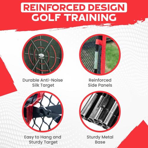 10x7ft Heavy Duty Golf Hitting Net with Swing Path Mat & Turf Insert – Backyard & Garage Golf Practice Net for Real Golf Balls, Indoor Outdoor Full Swing & Chipping