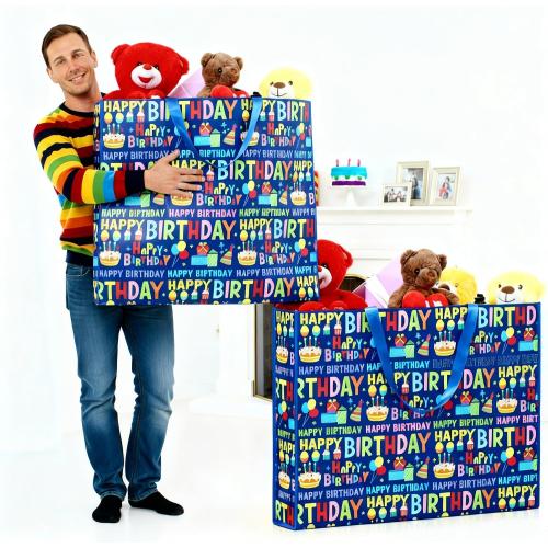 Pickmesh 1 Pcs Extra Large Birthday Bag 31.5x23.6x7.9 Inch,PP Woven