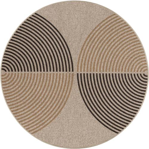 Lahome Modern Rainbow Round Rug, 6ft Easy Jute Circle Patio Rug Washable Indoor Outdoor Rugs for Living Room, Farmhouse Natural Round Area Rug Contemporary Carpet for Entryway Backyard