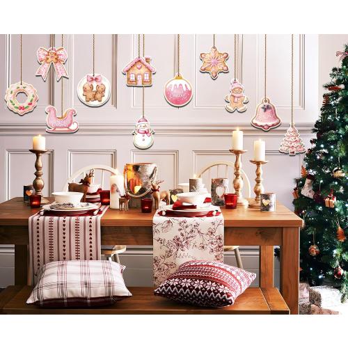 36pcs Gingerbread Ornaments Pink Gingerbread Man Tree Decorations Double Sided Design Christmas Tree Hanging Ornaments for Xmas Holiday Indoor Outdoor Decorations
