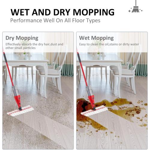 GFRED Microfiber Spray Mop Pads Compatible with Oceda ProMist MAX, Dual-Action Washable Flip Mop Pads Replacement for Dry Wet Floor Cleaning, 3 Packs Red