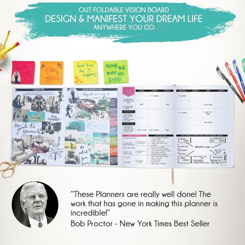 Deluxe 2026 Planner Weekly and Monthly | Law of Attraction Planner with Productivity App | 12-Month for Productivity, Gratitude & Goal Setting | Includes Foldable Vision Board, Gift Box & Stickers