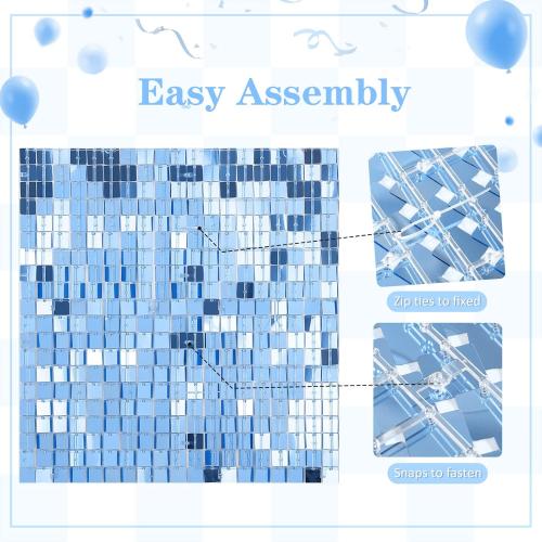 Square Sequin Wall Backdrop Panels(Pack of 36) Baby Blue Shimmer Panel for Birthday Party Decoration Wedding Decor Graduation Bachelorette Baby Shower Photo Background Anniversary