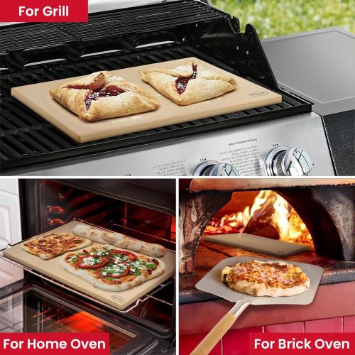 Size 24x18 Color beige Unicook Extra Large Pizza Stone 24”x18” for X-Large Home Ovens and Commercial Ovens, Rectangular Baking Stone, Ideal for Baking Crispy Pizzas, Bread and Cookies, Heavy Weight 16.6 lbs