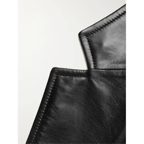 2-Button Premium Leather Blazer for Men - Notched Lapel Casual Coat Style Lambskin Leather Jacket Men XXL