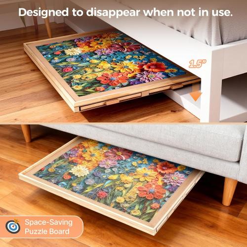 ALL4JIG 1500 Pieces Rotating Puzzle Board with 4 Drawers and Cover,25x34 Portable Wooden Jigsaw Puzzle Table for Adults,Lazy Susan Spinning Puzzle Boards Birthday Gift for mom