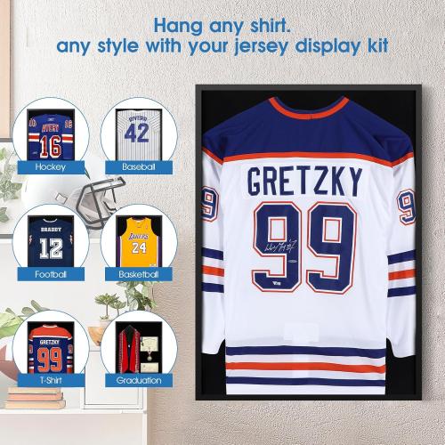 Size 26x37 XL Large Color Black Shadow Box Frame, Jersey Frame Display Case with Grade A Natural Pine Wood Acrylic Front Jersey Frame for Hockey Soccer Basketball Football Uniform Shirts, Black