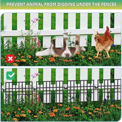 35 Panels Animal Barrier Fence, 13in(H) x 35.5ft(L) Dog Digging Fence Barrier, 1.2 in Gap Anti Dig Garden Edging Border, Rustproof Metal Ground Defense Border for Outdoor
