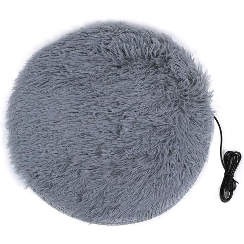 Cat Plush Mat Cat Heating Mat Plush Four Seasons USB Charging Interface Pet Electric Blanket Heating Pad Mat for Small Dogs Cats (Silver Gray)
