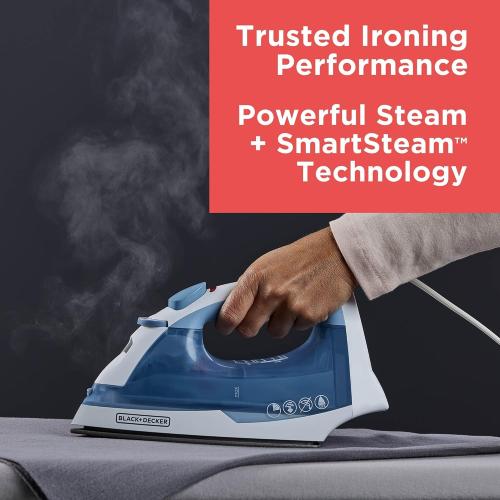 BLACK DECKER Easy Steam Compact Iron for Clothes, Automatic Shutoff, Nonstick Plate, Light Weight, 1200 Watts