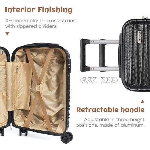 Luggage Small ABS hardshell Spinner Wheels Luggage Carry on Suitcase (Black)