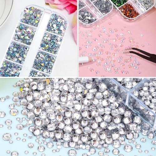 Hotfix Rhinestones Applicator Kit with 4500 Crystals (White, AB, Multi-Color) Includes 19 Pattern Templates, Tweezers, Brush & Storage Bag for Clothes, Fabric, Jeans (Pink)