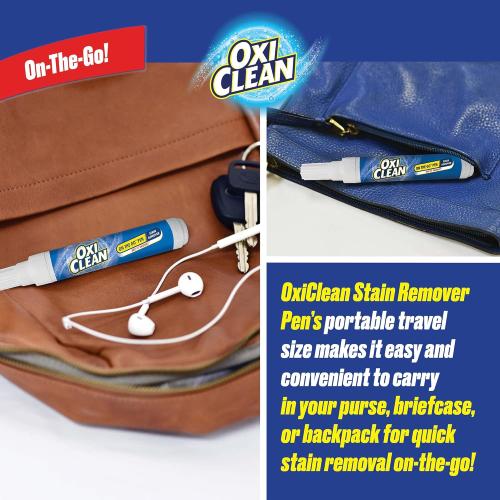 6 Count OxiClean On The Go Stain Remover Pen for Clothes, Portable Instant Stain Remover Stick with Scrubber Tip, Travel-Friendly Pen for Clothes Laundry, for Food Drink Cosmetics, 6 Count
