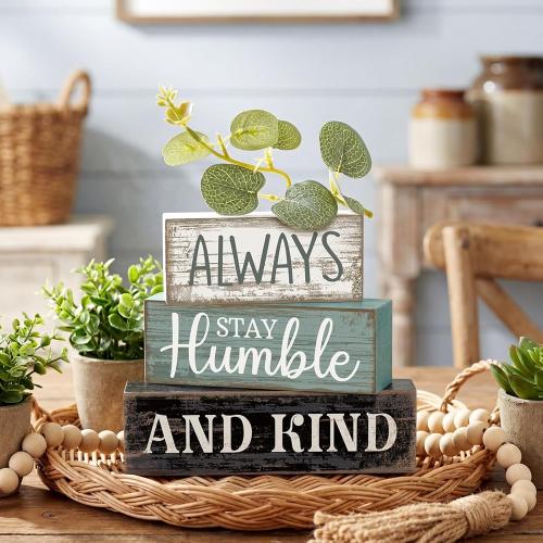 Lineshading 4 Pcs Inspirational Farmhouse Table Decor Wooden Shelves Signs