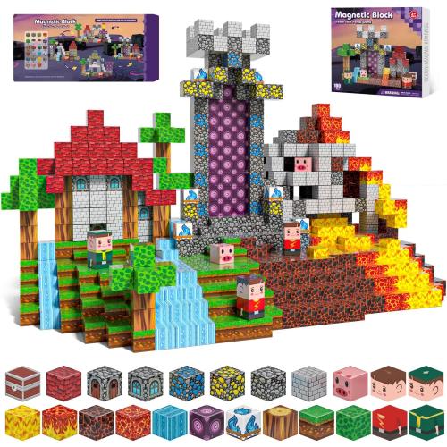 100PCS Magnetic Blocks - Magnet Tiles Toys for Kids, Magnetic Building Blocks Cubes, Stacking Magnets Toys for Kids, Birthday Gifts for Boys and Girls Age 3  Years Old