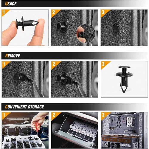 GOOACC 240PCS Bumper Retainer Clips Car Plastic Rivets Fasteners Push Retainer Kit 12 Popular Sizes Auto Push Pin Rivets Set -Door Trim Panel Fender Clips for GM Ford Toyota Honda Chrysler