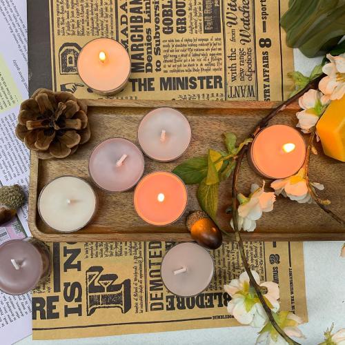 16 Pack Scented Colored Tealight Candles, Natural Soy Tealight Candles, Ideal for Customers Seeking for Subtle, Refreshing Scent Experience, Citrus Floral Scented, 3 Hour Burn Time, Brown
