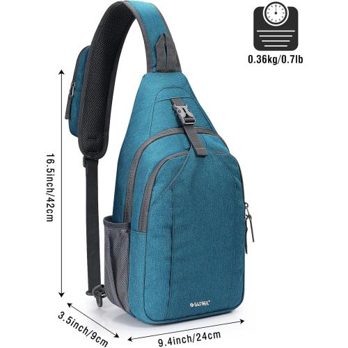 G4Free Sling Bag RFID Blocking Sling Backpack Crossbody Chest Bag Daypack for Hiking Travel(Teal Blue)