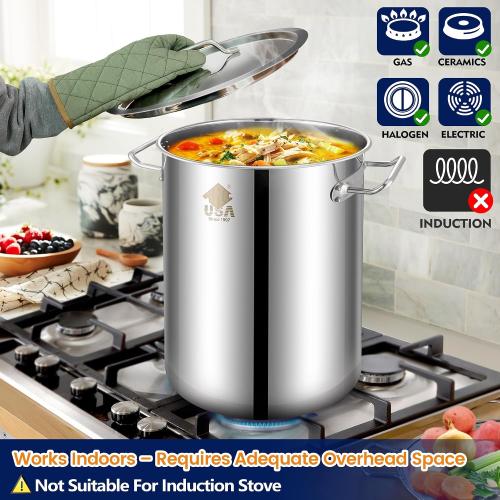 ARC 40QT Stainless Steel Stockpot for Seafood Crawfish Crab Boil-Turkey Fryer Pot with Basket Divider Hook and Steamer Rack, Lobster Shrimp Outdoor Cooking-Steaming-Home Brewing