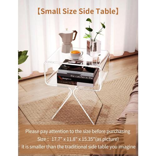 Acrylic Nightstand Side Table Modern Design Clear Home Decor Display End Table for Living Room (Clear)