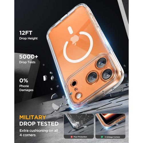 Miracase Magnetic for iPhone 17 Pro Case 6.3 [Compatible with MagSafe] Full-Body Phone Case with Built-in Glass Screen Protector & Camera Control,Drop Proof iPhone 17 Pro Cover, Clear