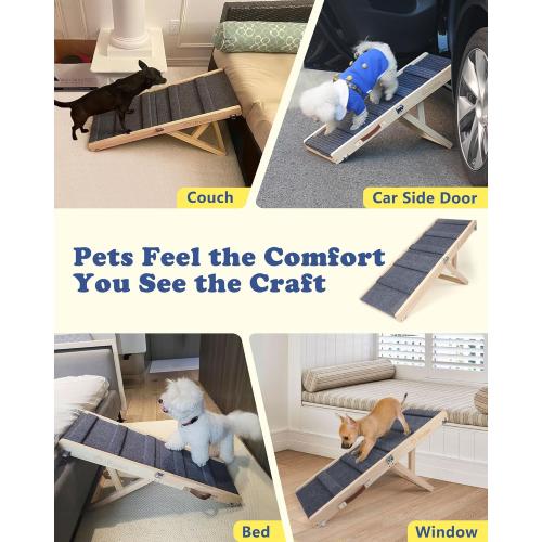 Small Dog Ramp for Bed Couch Car Folding Portable Pet Ramp for Cats Adjustable Height 21, Up to 35 lbs