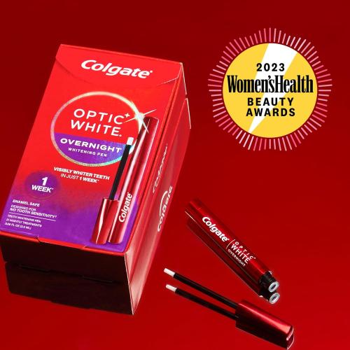 Colgate Optic White Overnight Teeth Whitening Pen, Hydrogen Peroxide Teeth Whitening Pen, Visibly Whiter Teeth  0.08 fl oz