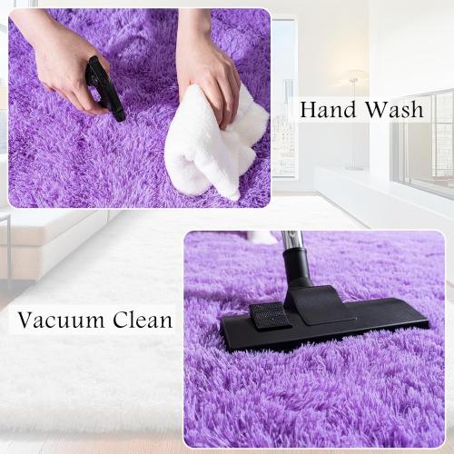 Purple Area Rug for Bedroom, Small 2x3 Rugs for Living Room Nursery Kids Room Dorm Home Decor Aesthetic, Fluffy Shaggy Rug with 4 Anti-Slip Carpet Tapes
