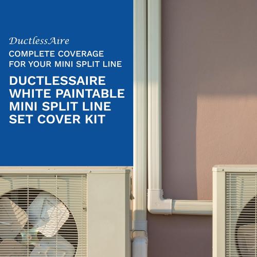 DuctlessAire White Paintable Mini Split Line Set Cover Kit - Cover for Ductless Mini Split AC & Heating System - Easy to Install Shield Kit with Wall Cap, Hide-A-Line, Coupler & End Cap (4 x 14 ft.)