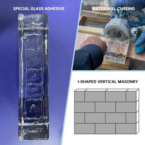 4 Pack-Size 7.9x3.9x2 High Transparency ice Crystal Patterned Rectangular Solid Glass Brick - Used in Building Fields Such as Wall partitions, as Well as for DIY Lighting fixtures, DIY Tables etc.