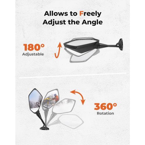KEMIMOTO Snowmobile Side Mirrors Hood Mounted Rear View Mirror Clear Snowmobile Rearview Mirrors Compatible with Polaris Ski-Doo Arctic Cat Accessories