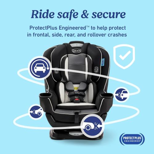 Graco Extend2Fit Convertible Car Seat, Rear and Forward Facing Car Seat with Adjustable Extension Panel for Extra Legroom, Great Gift for Baby Shower or Baby Registry, Gotham