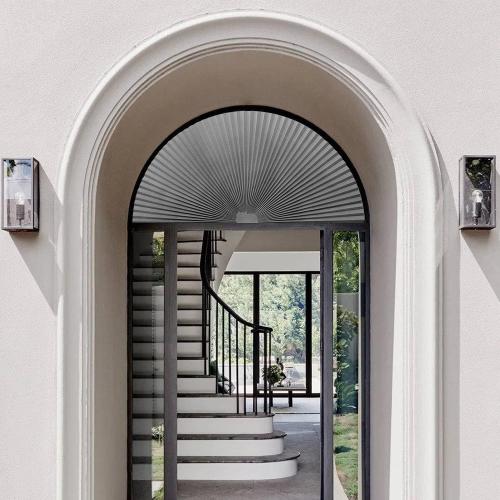 Arch Window Pleated Blinds Easy Cut and Install Pleated Shades Fliterling Linght and Blackout Blinds Grey