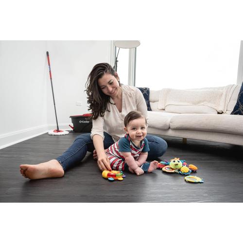 O-Cedar EasyWring Microfiber Spin Mop, Bucket Floor Cleaning System, Red, Gray, Standard