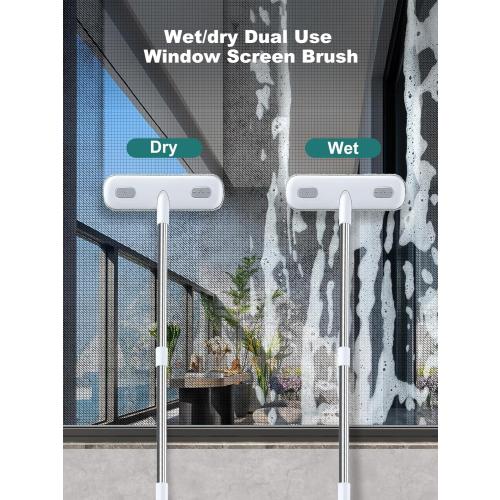 IMHO Cleaning Brush for Window Screen, Screen Cleaner Tool, 2 in 1 Mesh Screen Cleaning Brush, Small Brush for Patio, Door, Porch Screens, White &Grey Brush Cleaners for Screen