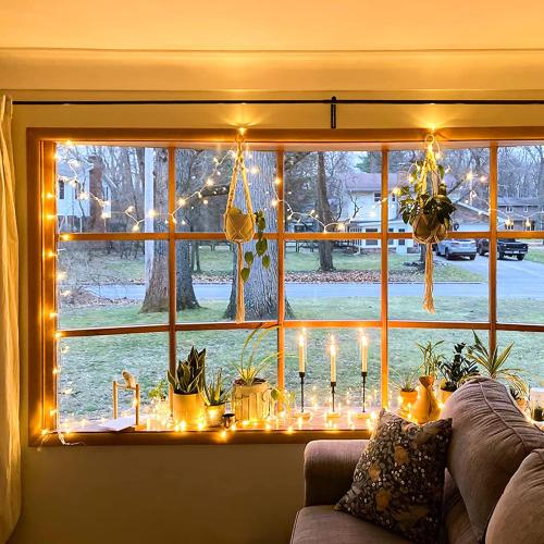 JMEXSUSS 100 LED String Lights Indoor Bedroom, 8 Modes Warm White Christmas Lights Plug in, 33ft Connectable Room Fairy Twinkle Light Outdoor for Mirror Room Home Garden Xmas Tree