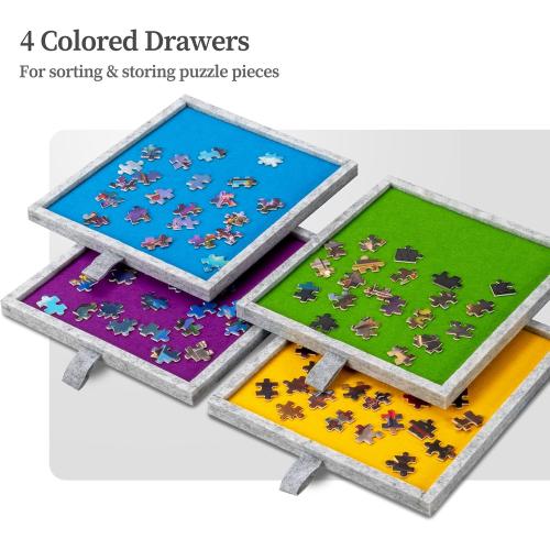 Becko US 1000 Piece Jigsaw Puzzle Table with 4 Drawers & Cover, Tilting Puzzle Board with Foldable Legs & 3 Tilt Angles, Lightweight & Portable Tables for Adults, for 1000 Piece Puzzles