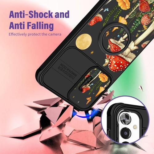 for Samsung Galaxy A16/A17 5G Phone Case - Women Girls Cute Phone Cover Girly Pretty Aesthetic Mushroom Unique Design with Camera Cover Ring Stand Funda for Galaxy A16/A17 5G Case