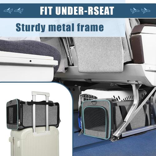 Cat Carrier Alaska Airline TSA Approved 17x11x9.5 Soft-Sidedsoze L Pet Air Travel Carry Bag, Southwest Airplane Kitten 12lbs Crate in Cabin Under-Seat Traveling Cage Tiny Dog Under 8 Pound