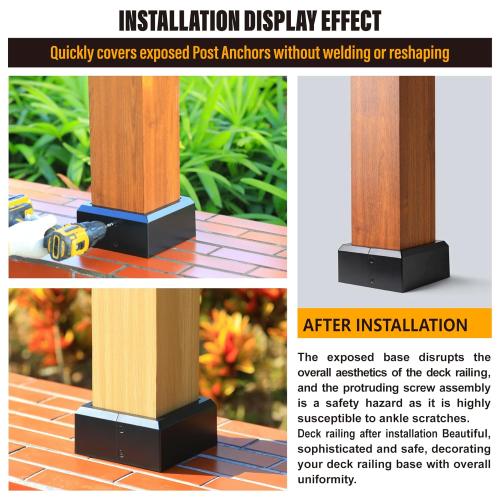 8Pcs 6(Actual 5.5x5.5) Aluminium Deck Post Base Cover, for Handrail, Stail, Porch Deck Railing Base Post Covers