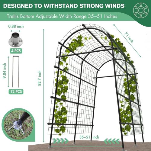 Garden Arch Trellis 7FT Extra Tall Polyethylene-Coated Stainless Steel Garden Trellis for Climbing Plants Outdoor Garden Trellis Arch for Cucumber Trellis, Gardening Trellis with Clips Trellis Netting