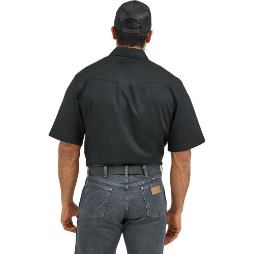 Wrangler Large Black Sport Western Men's Collared Short Sleeve Snap Shirt 1071106BK
