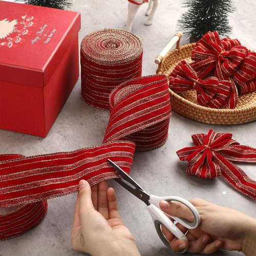 Syhood Christmas Wired Velvet Ribbon with Gold Edge, Waterproof Wrapping Velvet Decoration Ribbon for Xmas Wreath Bows Floral Craft Ornaments(Burgundy,2.5 Inch by 15 Yard)