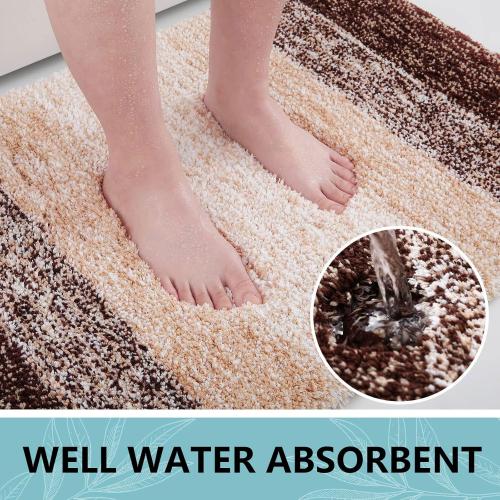 Brown Arotive Microfiber Bathroom Rugs, Shaggy Soft and Absorbent Bath Rug, Non-Slip, Thick Plush Machine Washable Dry Bath Mats for Bathroom, Tub and Shower, Brown