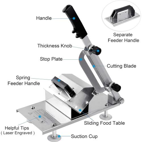 Manual Frozen Meat Slicer, befen Upgraded Stainless Steel Meat Cutter Beef Mutton Roll for Hot Pot KBBQ Food Slicer Slicing Machine for Home Cooking of Hot Pot Shabu Shabu BBQ