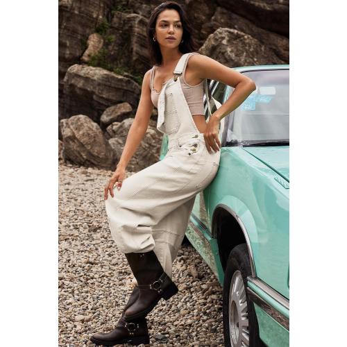 Size M ReachMe Womens Casual Adjustable Bib Overalls Classic Wide Leg Jumpsuits Vintage Barrel Overalls Baggy Pants with Pockets