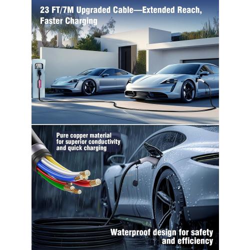 2025 New Level 1 & 2 EV Charger (16Amp, 110V-240V, 23Ft Cable) Portable AI Fast Charger Equipment, Charging for J1772 Electric Vehicle, Hybrids, Model with A NEMA 6-20P Mobile Car(NOT for Tesla)